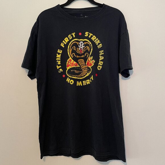 COBRA KAI Strike First Hard No Mercy T-Shirt Ripple Junction Mens Size Large - Picture 1 of 7